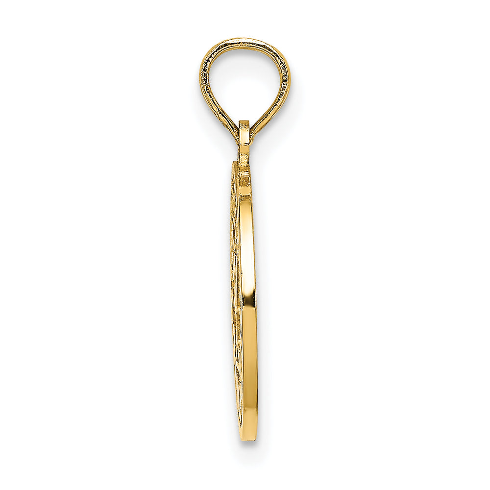 14K Textured Communion Cup on Round Disc Charm