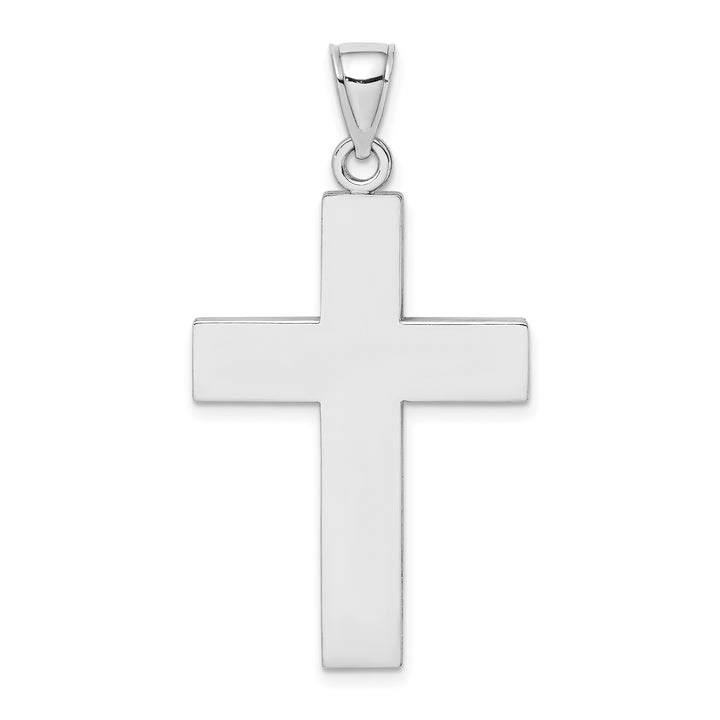 14K White Gold Large Block Cross w/Open Back Charm