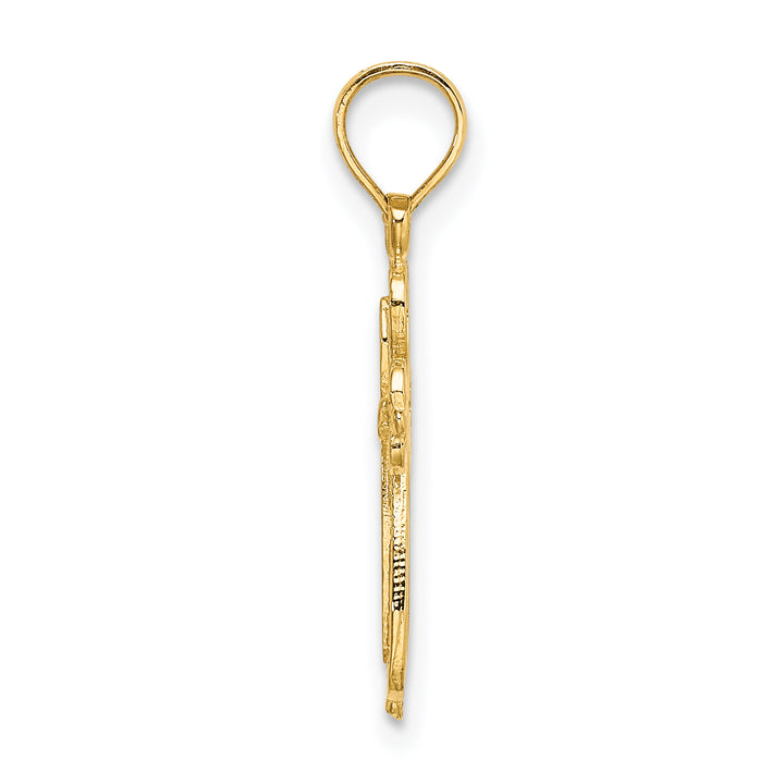 14K Polished and Cut-Out Engraved Cross Charm