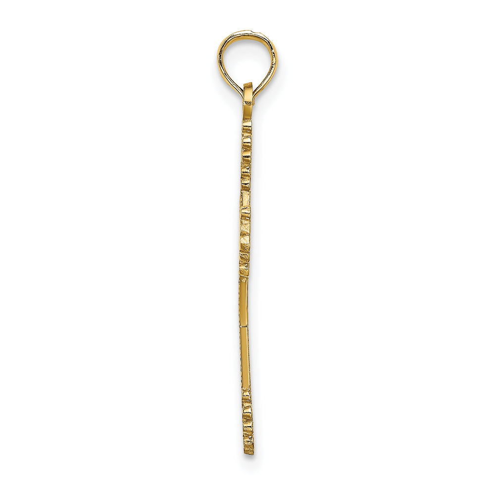 14K Beaded Tip Cross w/ Heart Center Charm