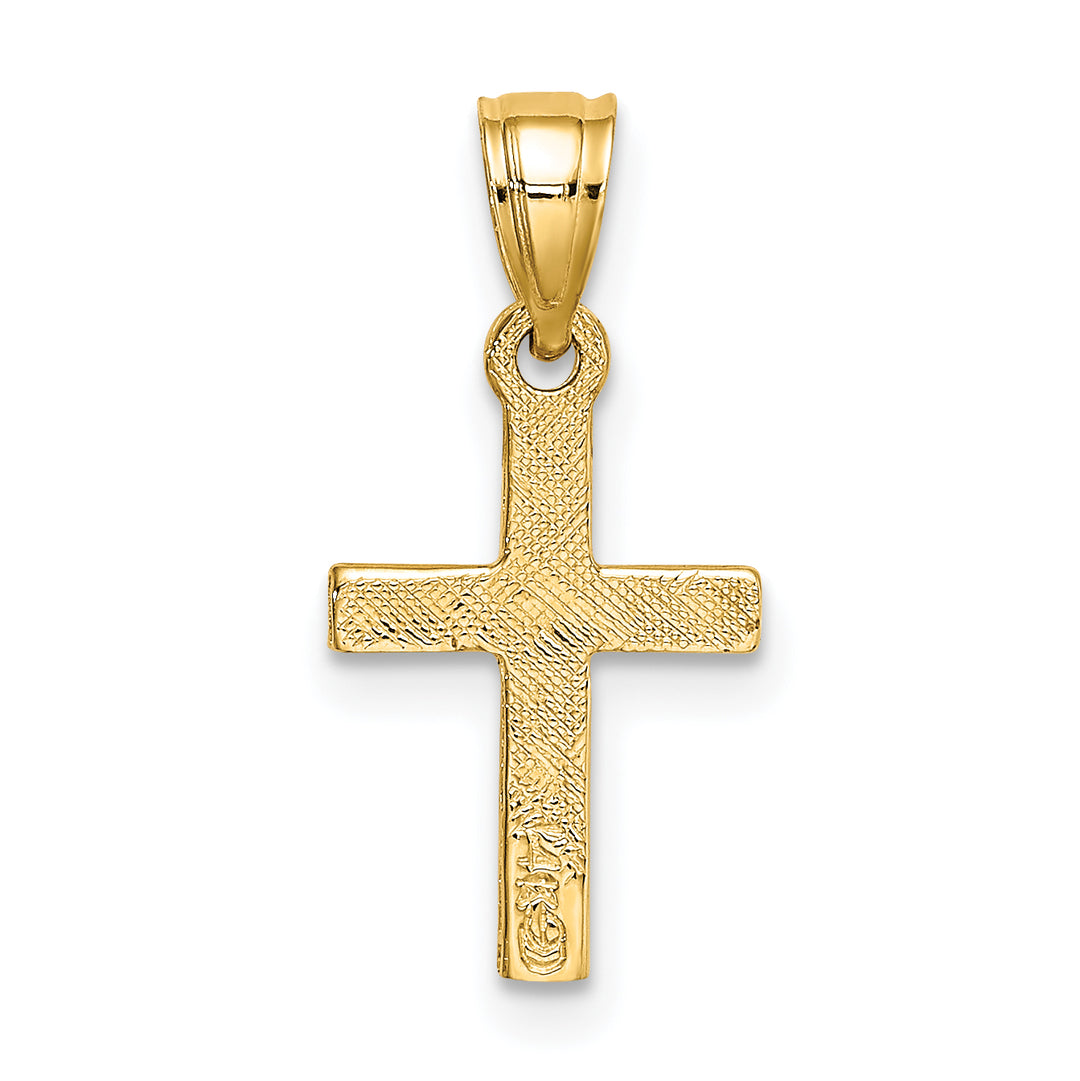 14K Diamond Shape Center Mini Cross Charm