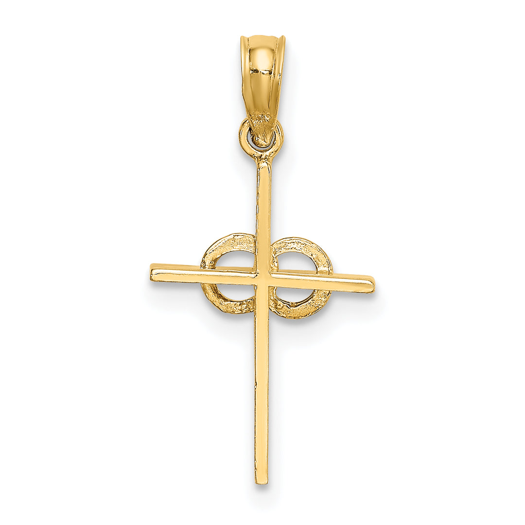 14K Polished Infinity Circles Cross Charm