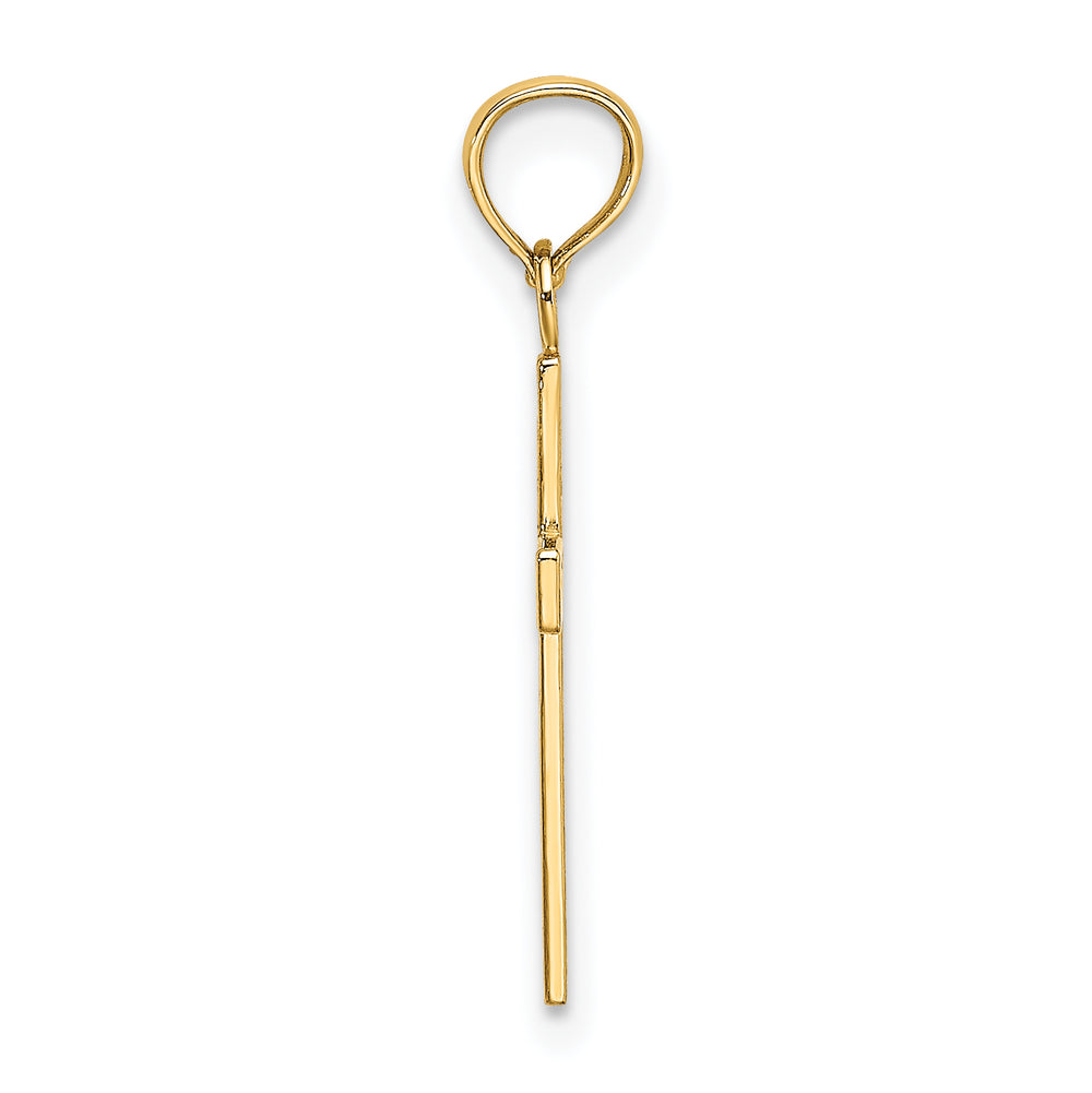 14K Textured Center Block Cross Charm