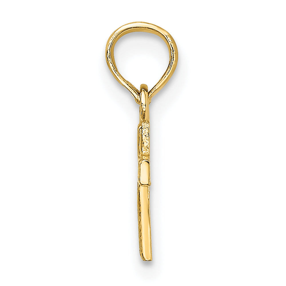 14K Polished and Engraved Mini Cross Charm