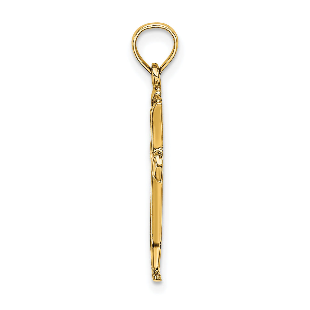 14K Polished Beveled Cut-out Cross Pendant