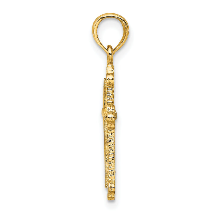 14K Cross W/ Spade Tip Edges Charm