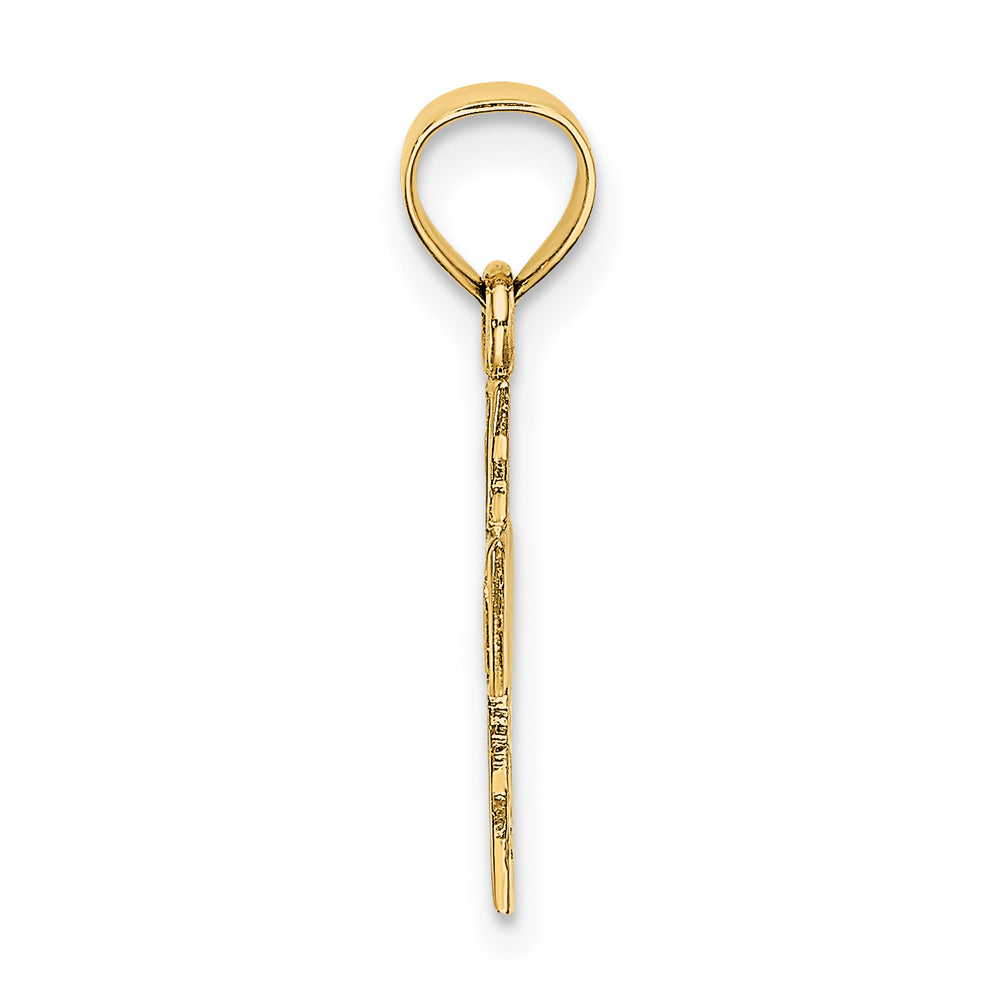 14K Polished and Textured Cross Charm