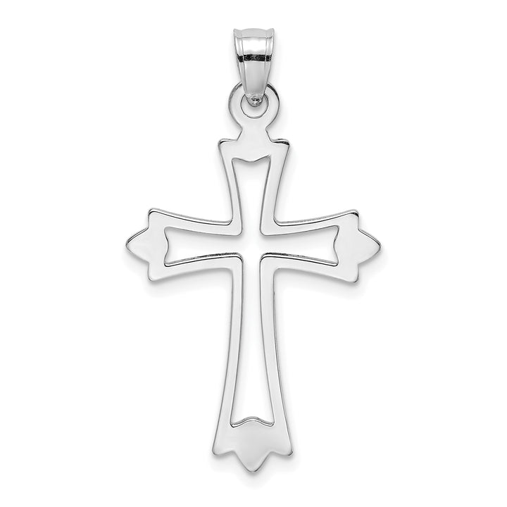 14K White Gold Polished and Cut-Out Cross Charm