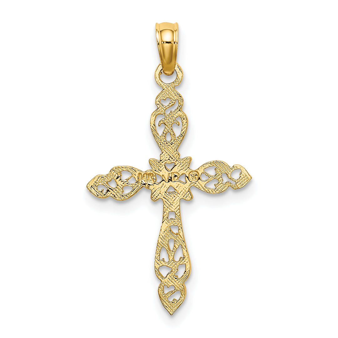 14K Polished and Cut-Out Cross Charm