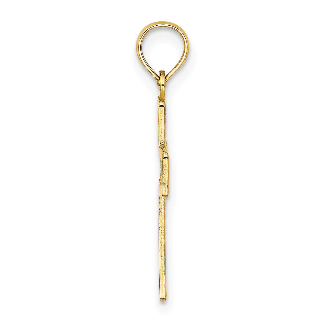 14K Textured Lace Center Cross Charm