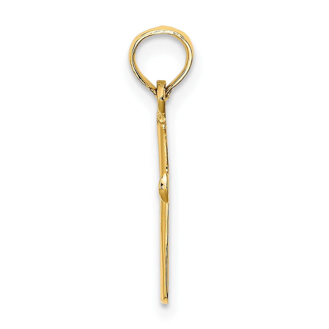 14K Polished Beveled Cross w/ Round tips Charm