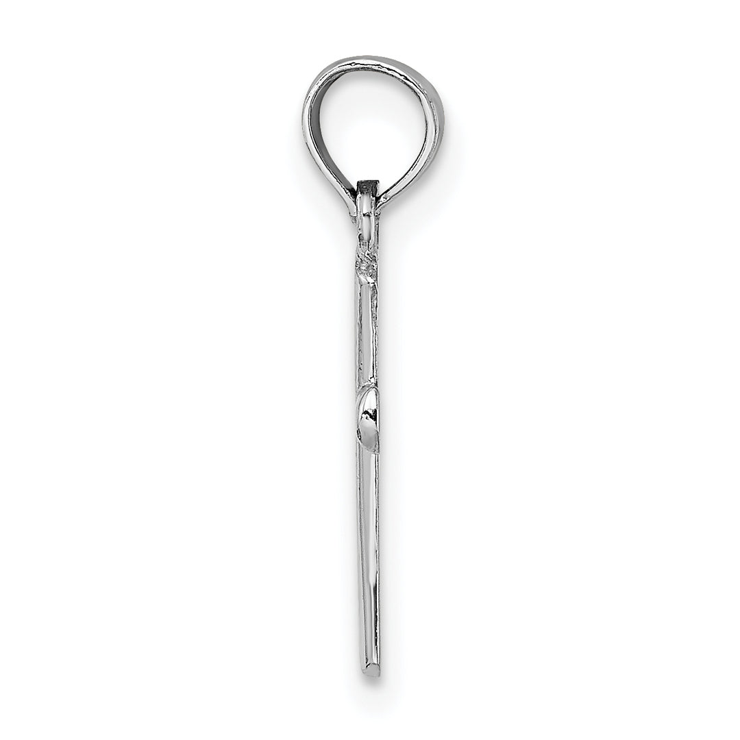 14K White Gold Polished Beveled Cross w/ Round tips Charm