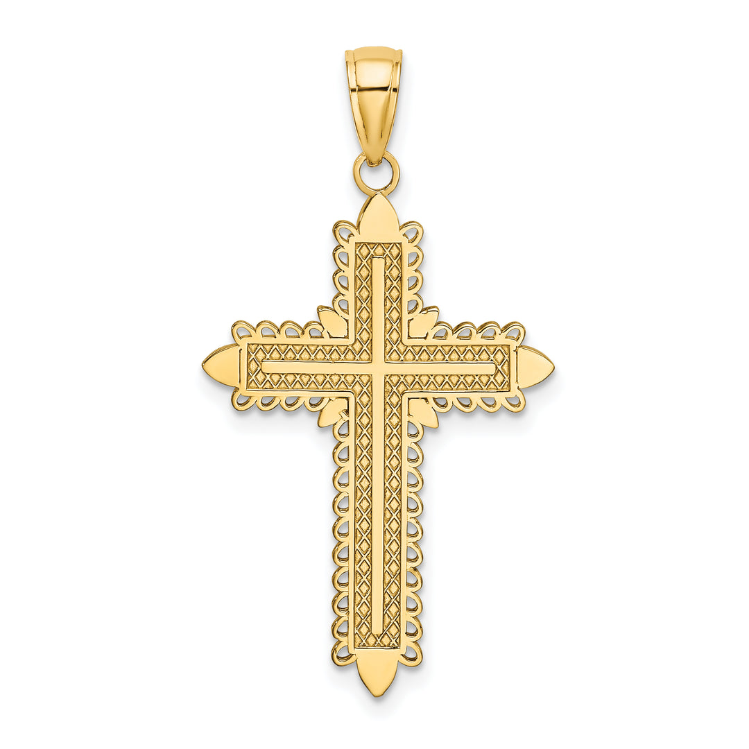 14K w/ Lace Border Cross Charm