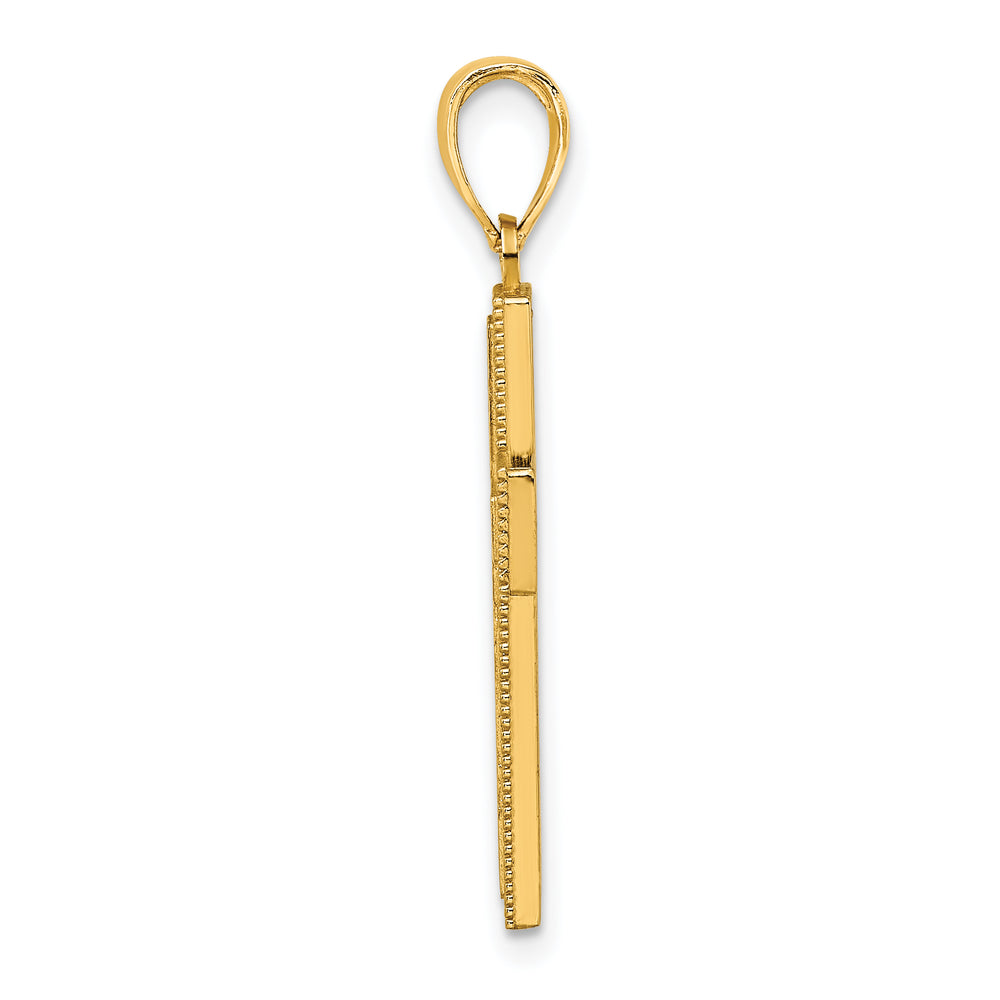 14K Block Cross Charm