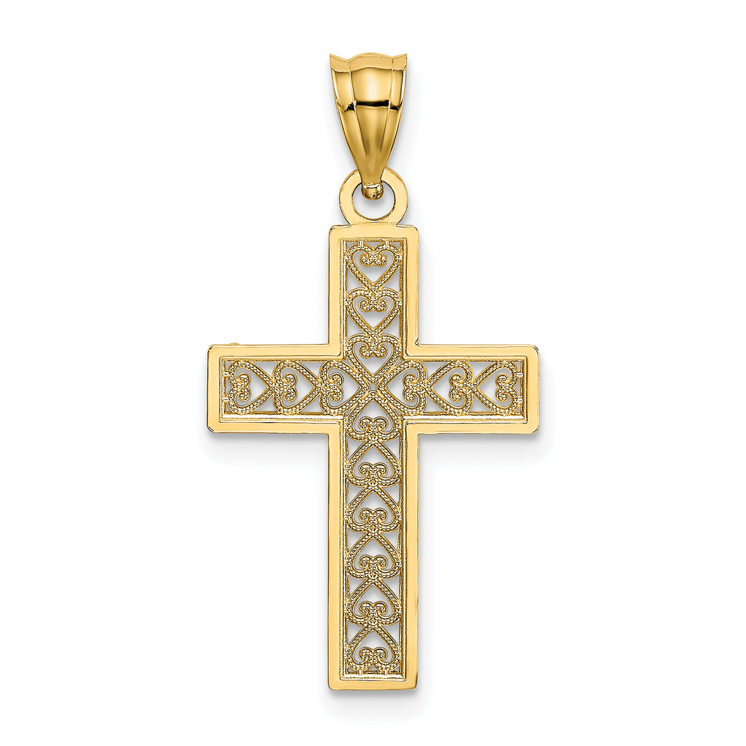14K D/C Edge and Filigree Center Cross Charm