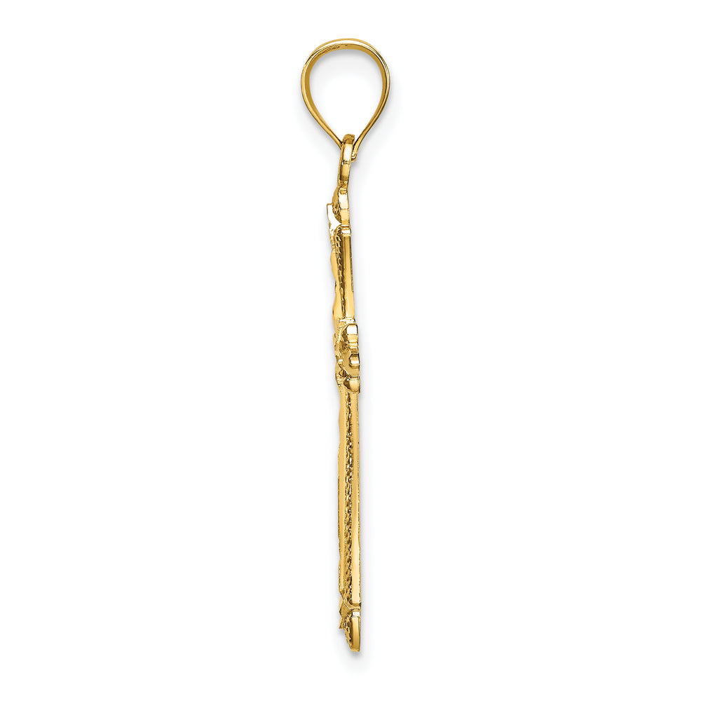 14K D/C Cross w/ Fancy Edges Charm