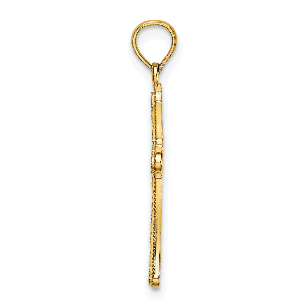 14K D/C Striped Cross Charm