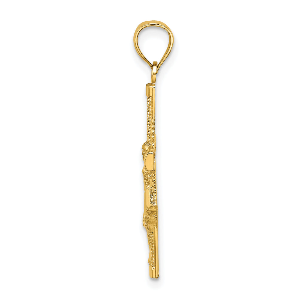 14K Beaded Accent Crucifix Charm