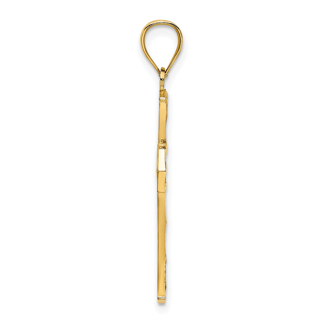 14K Beaded Cross Charm