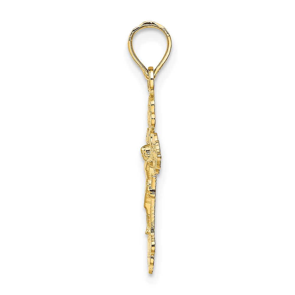 14K Crucifix W/ Fancy Tips Charm