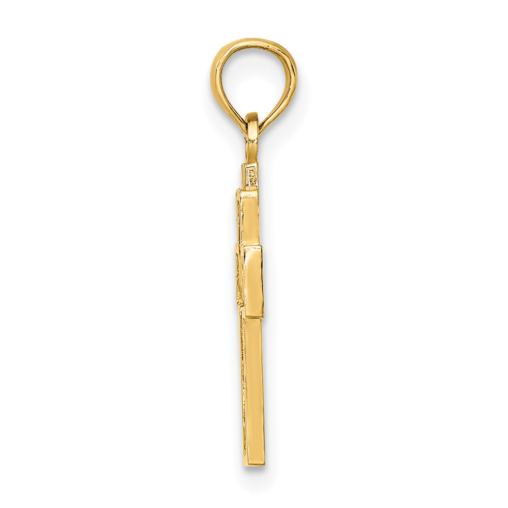 14K Cut-Out Heart Design Cross Charm