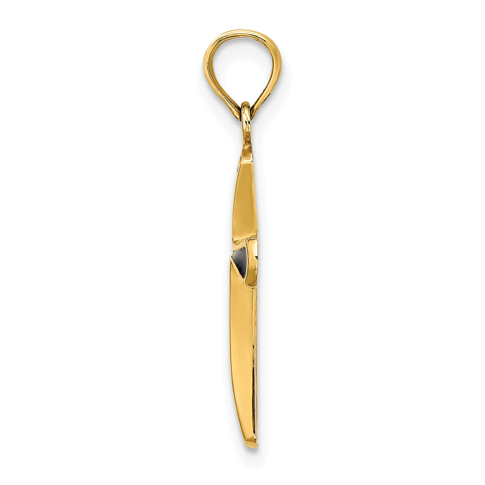 14K Blue Enameled Tapered Cross Charm