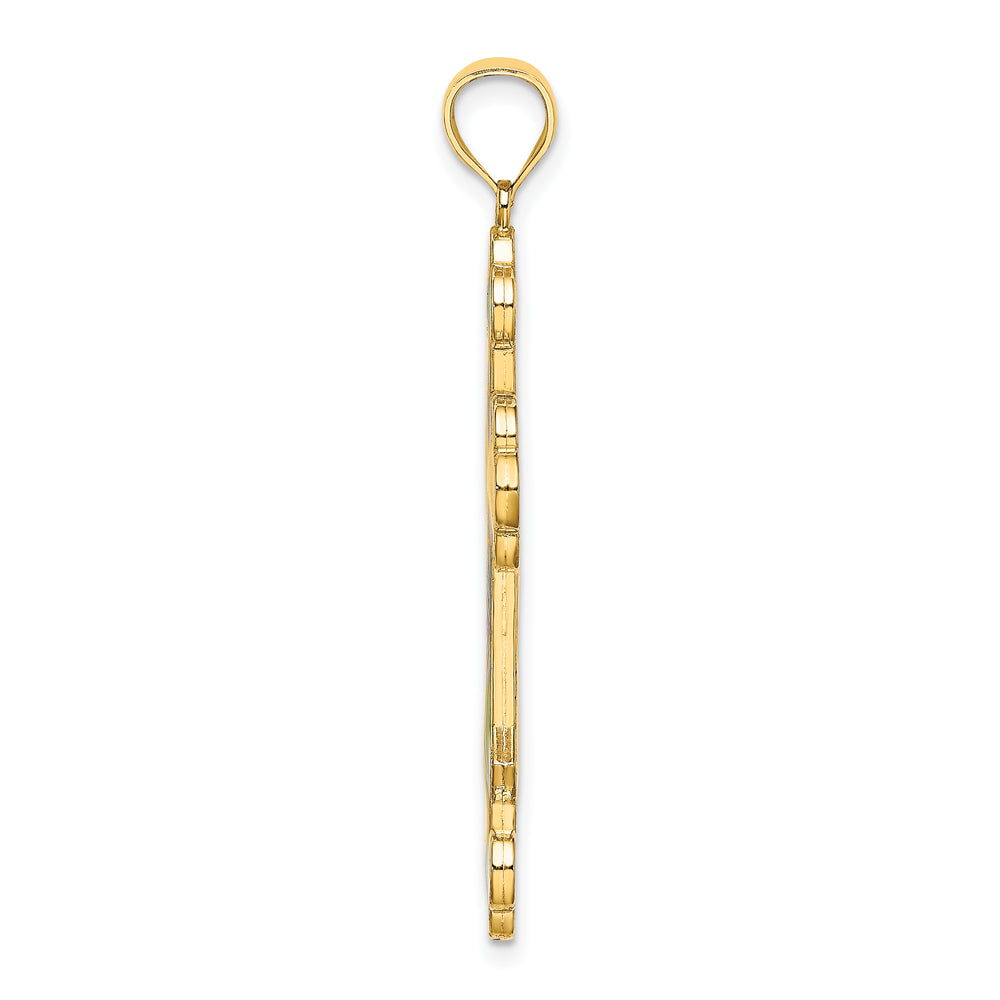 14K Multi Color Enameled Cross Charm