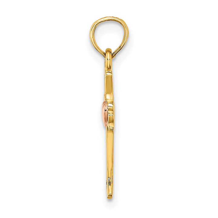 14k Two-Tone w/ Heart In Cross Charm