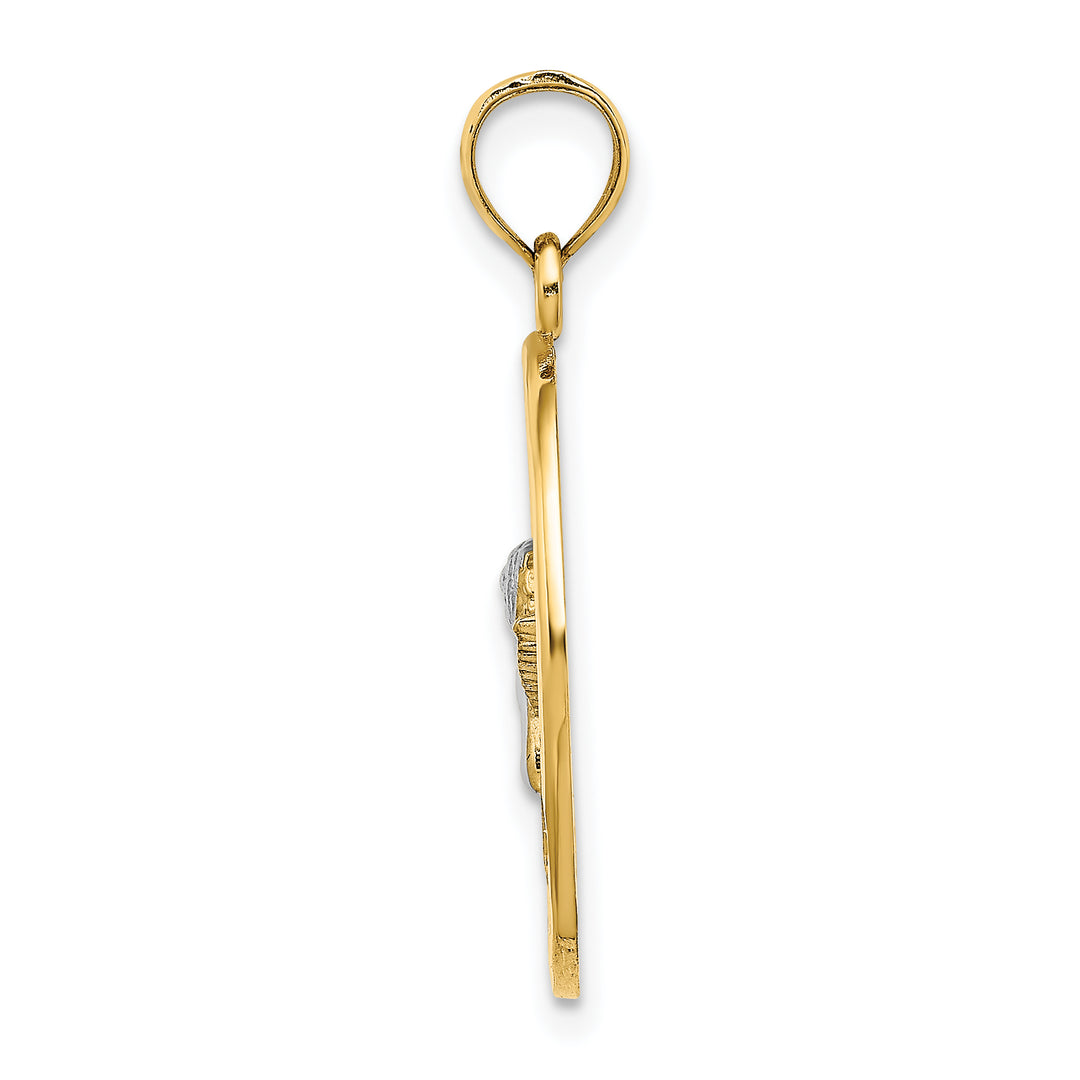 14K w/Rhodium Oval Cherub W/ Heart Charm