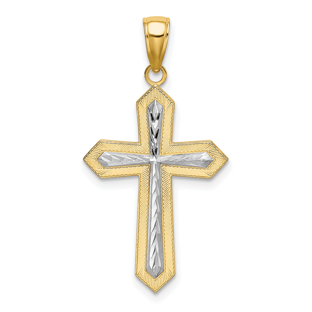 14K W/ Rhodium Center Cross Charm