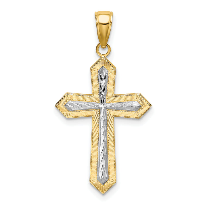 14K W/ Rhodium Center Cross Charm