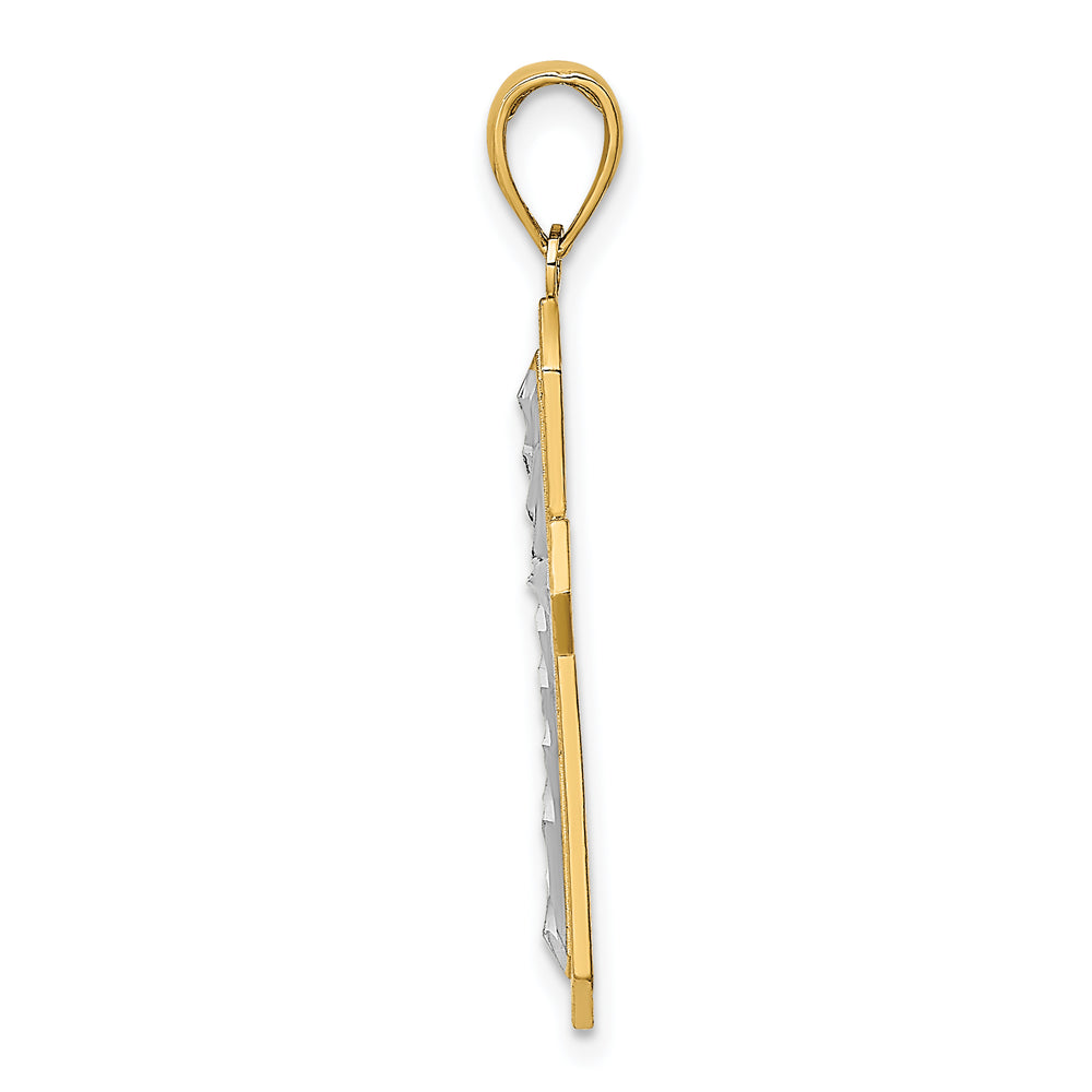 14K W/ Rhodium Center Cross Charm