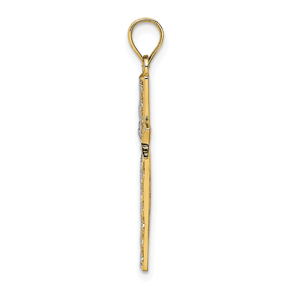 14K W/ Rhodium Cross Charm