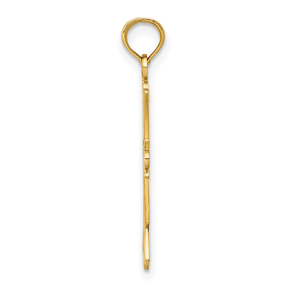 14K W/ Rhodium Textured Cross Charm