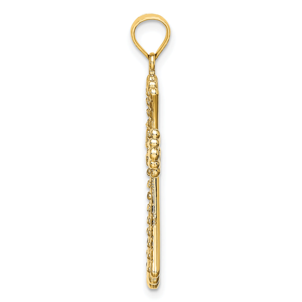 14K w/Rhodium and D/C Reversible Cross Charm