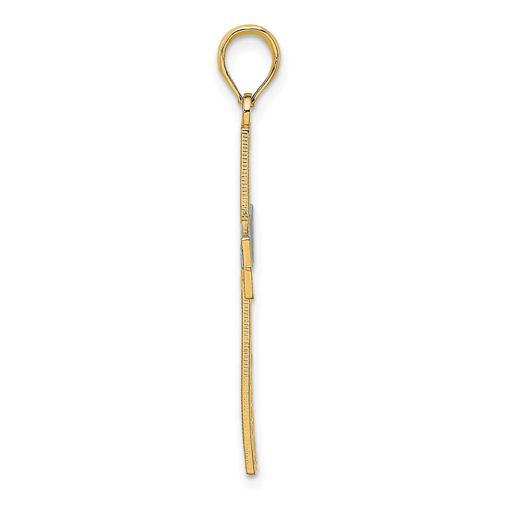 14K W/ Rhodium D/C and Cut-Out Cross Charm