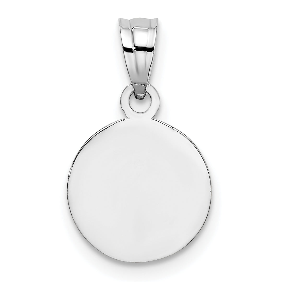 14k White Gold 10mm Engraved Angel Coin Charm