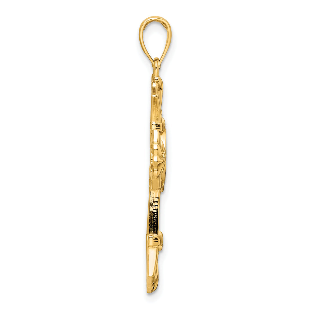14K Polished Fancy Cross Pendant