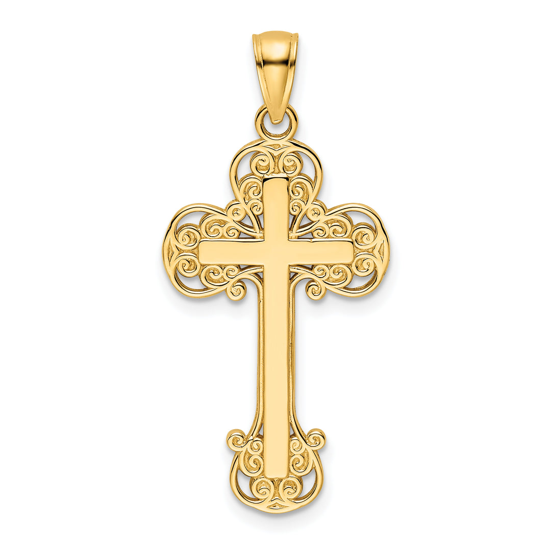 14K Polished Fancy Cross Pendant