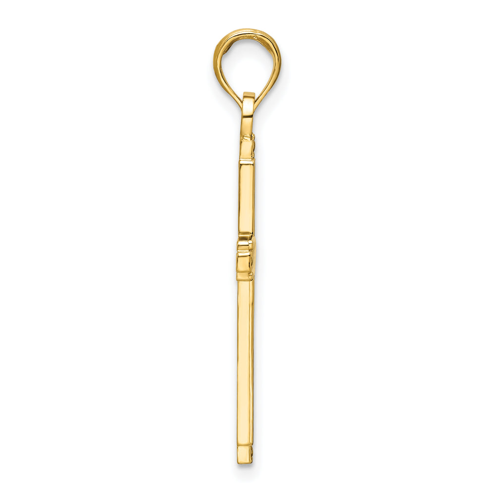 14K Polished Beaded Cross Pendant