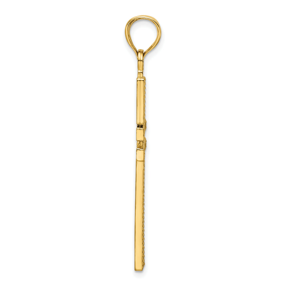 14K Polished Beaded Cross Pendant