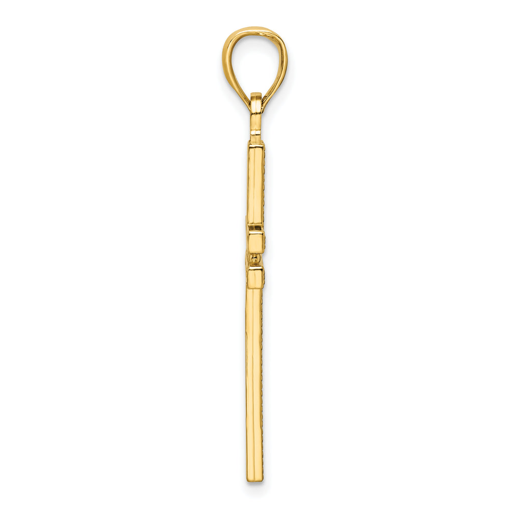 14K Polished Beaded Cross Pendant