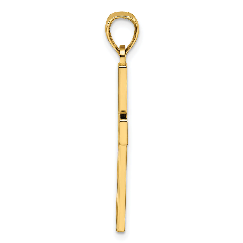14k Beaded & Polished Double Cross Pendant