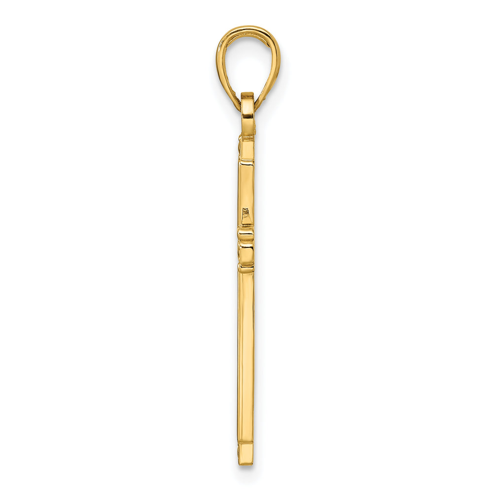 14K Polished & Textured Fancy Cross Pendant