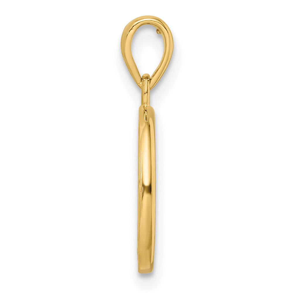 14k Polished Tree of Life Circle Pendant