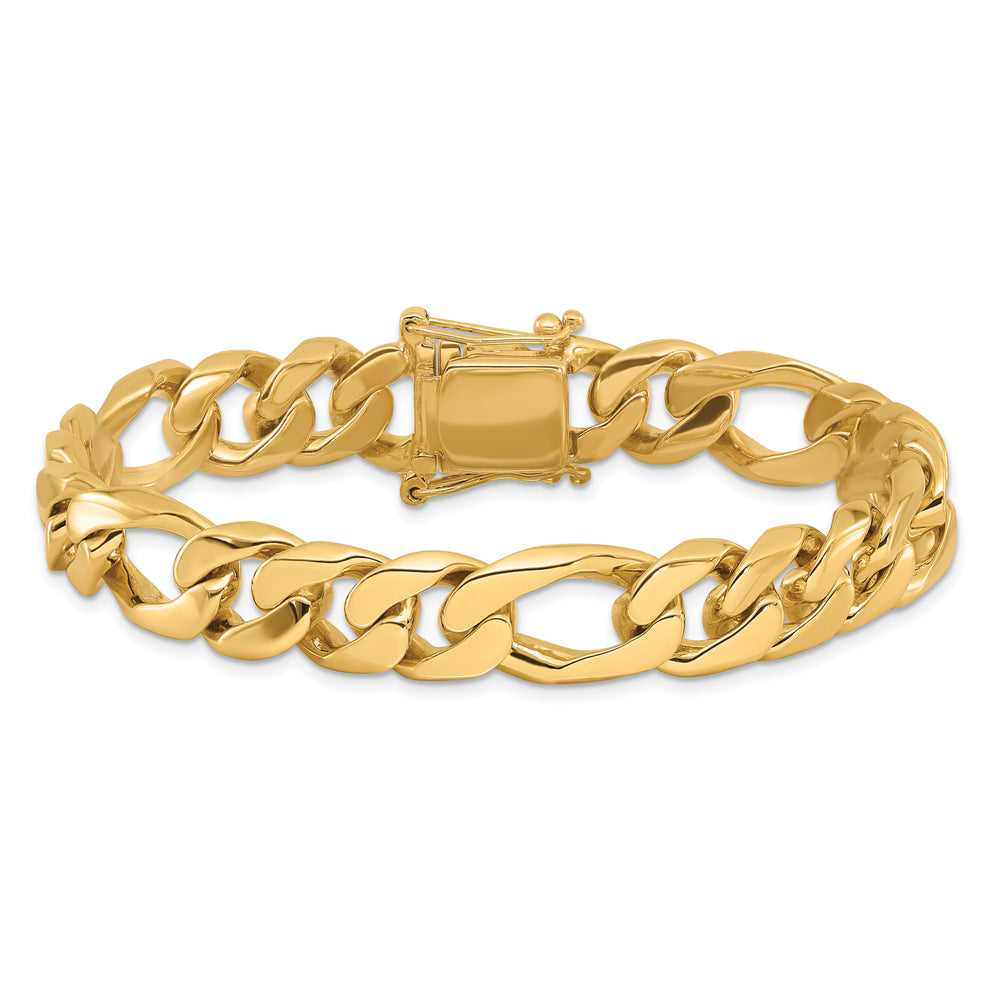 14K 10mm Hand-Polished Figaro Link Bracelet