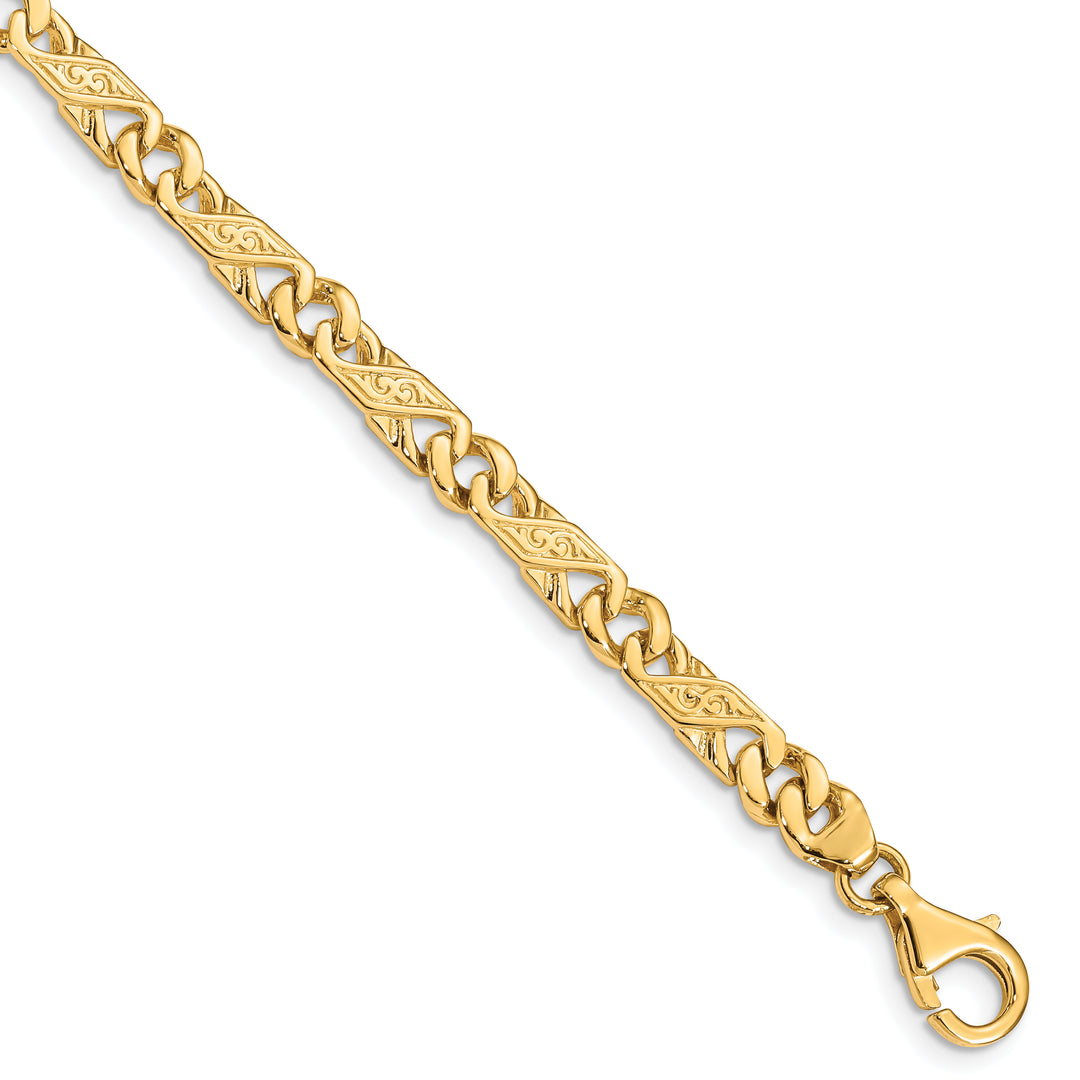 14K 5.5mm Hand-polished Fancy Link Bracelet