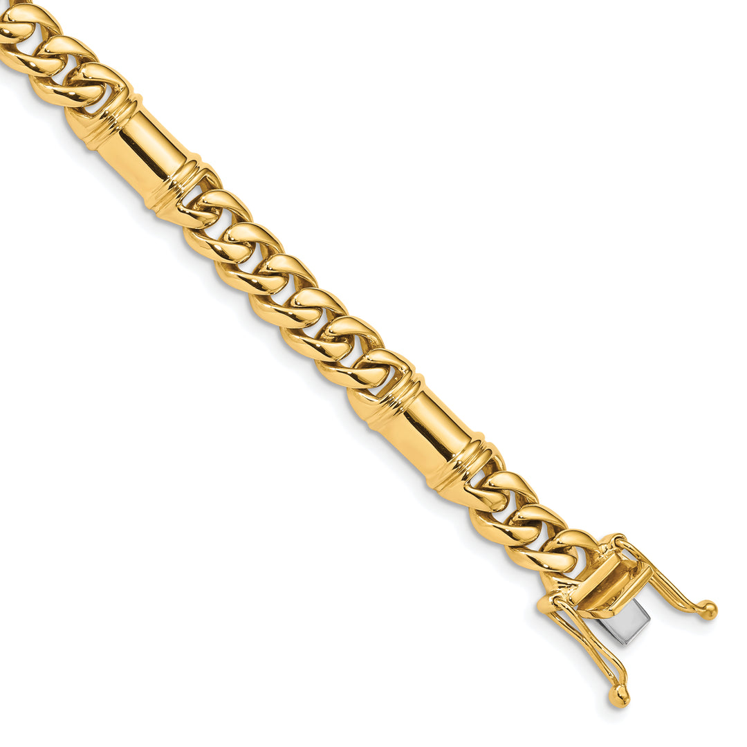 14K 7.5mm Hand-polished Fancy Link Chain