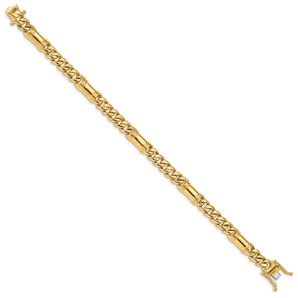 14K 7.5mm Hand-polished Fancy Link Bracelet