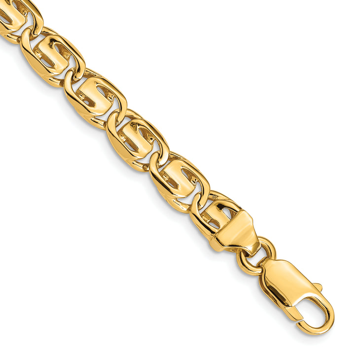 14K 7.5mm Hand-polished Fancy Link Chain